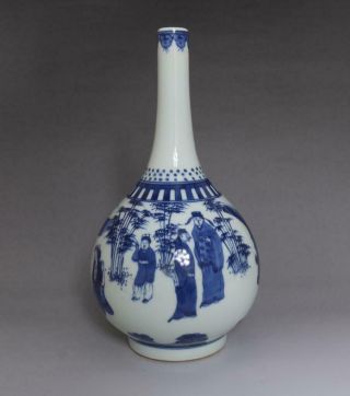 Very Rare Chinese Blue And White Porcelain Vase With Kangxi Marked 30cm (e42)