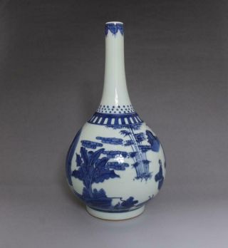 VERY RARE CHINESE BLUE AND WHITE PORCELAIN VASE WITH KANGXI MARKED 30CM (E42) 3