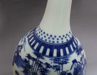 VERY RARE CHINESE BLUE AND WHITE PORCELAIN VASE WITH KANGXI MARKED 30CM (E42) 7