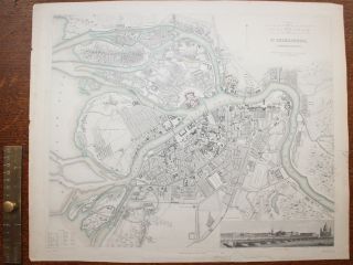 1852 Plan Of The City Of St Petersburg George Cox Antique Great Neva