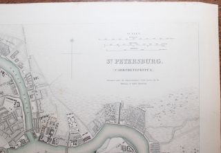 1852 Plan of the City of ST PETERSBURG George COX Antique Great Neva 3