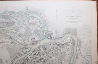 1852 Plan of the City of ST PETERSBURG George COX Antique Great Neva 9