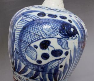 VERY RARE CHINESE BLUE AND WHITE PORCELAIN FISH VASE (E29) 10