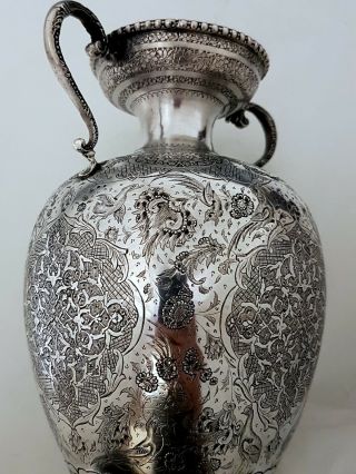 Very Fine Quality Antique Persian Middle Eastern Islamic Solid Silver Vase 507g 10
