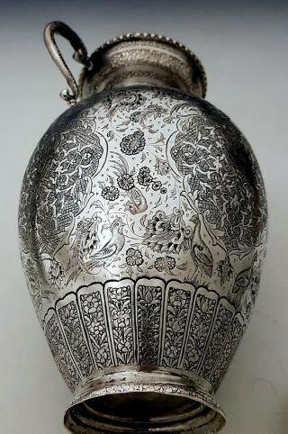 Very Fine Quality Antique Persian Middle Eastern Islamic Solid Silver Vase 507g 11