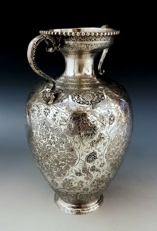 Very Fine Quality Antique Persian Middle Eastern Islamic Solid Silver Vase 507g 2