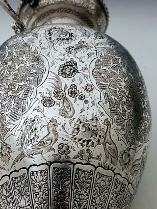 Very Fine Quality Antique Persian Middle Eastern Islamic Solid Silver Vase 507g 8