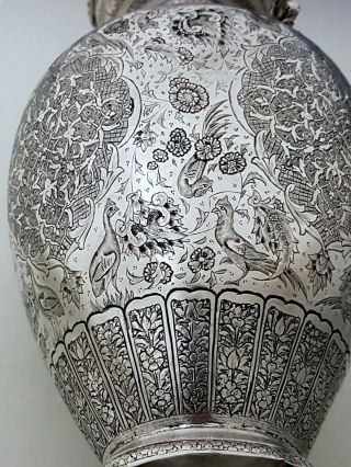 Very Fine Quality Antique Persian Middle Eastern Islamic Solid Silver Vase 507g 9