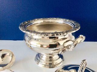 Antique Sheffield Silver Plated 6 Pt Soup Tureen & Ladle EH PARKIN C1920 6