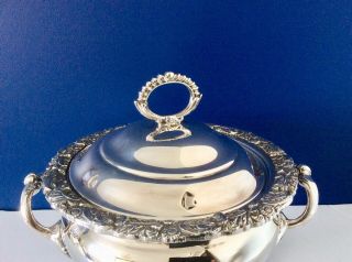 Antique Sheffield Silver Plated 6 Pt Soup Tureen & Ladle EH PARKIN C1920 7