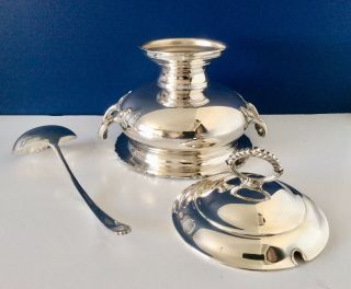 Antique Sheffield Silver Plated 6 Pt Soup Tureen & Ladle EH PARKIN C1920 9