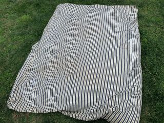 Vintage Indigo Blue Stripe Ticking Feather Bed 6