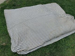 Vintage Indigo Blue Stripe Ticking Feather Bed 9