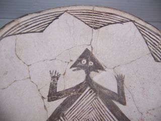 Pre - Columbian Mimbres Horned Toad Black on White Pottery Bowl Artifact 2