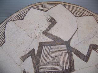 Pre - Columbian Mimbres Horned Toad Black on White Pottery Bowl Artifact 4