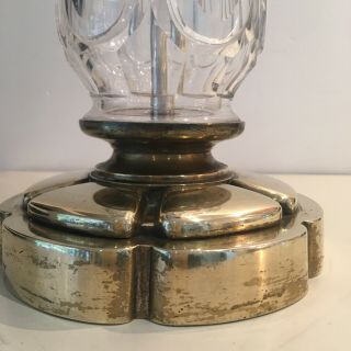 antique facet cut glass oil lamp with fount on Brass base by Hinks and Sons 2