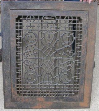 Antique Victorian Cast Iron Floor Heat Grate Register With Frame And Louvers VGC 2