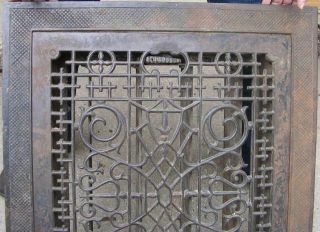 Antique Victorian Cast Iron Floor Heat Grate Register With Frame And Louvers VGC 3