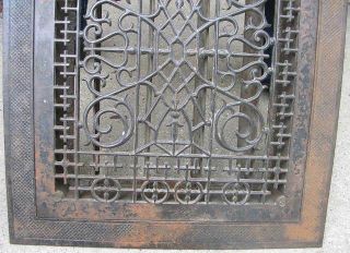 Antique Victorian Cast Iron Floor Heat Grate Register With Frame And Louvers VGC 4