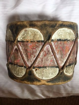 Native American Pueblo Indian Taos Mexico Antique Painted Drum