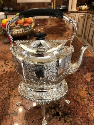 Fine Antique Silver Sterling Tea Kettle With Stand 1897 - 1898