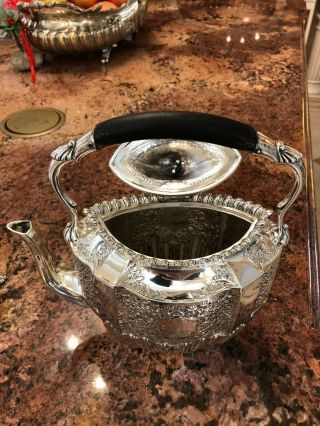 Fine Antique Silver Sterling Tea Kettle With Stand 1897 - 1898 2