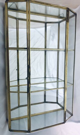 Vintage Glass & Brass Tabletop Or Hanging Curio Display Case Mirrored Back 4