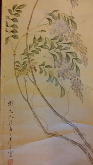 LARGE FINE ANTIQUE CHINESE SCROLL PAINTING - FISH & FLOWERS 5
