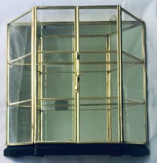 Vintage Glass & Brass Tabletop Or Hanging Curio Display Case Mirrored Back 5