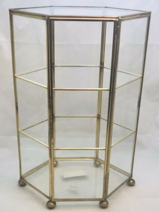 Vintage Glass & Brass Tabletop Curio Display Case
