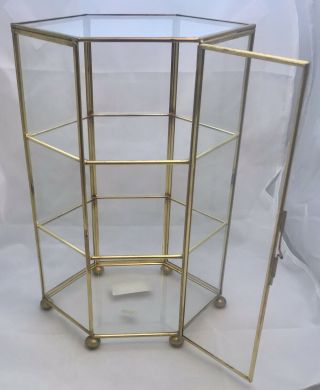 Vintage Glass & Brass Tabletop Curio Display Case 2