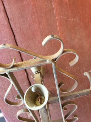 Antique CAST IRON Door Bell Ringer WHEEL w BELLS Garden Art 8