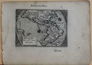 American Continent 1577 Ortelius & Galle Unusual First Edition Antique Map