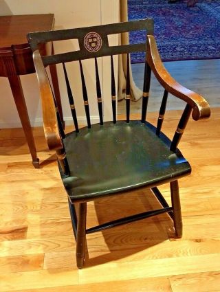 Four Harvard Vintage Nichols & Stone Windsor,  Black/gold Painted Chairs