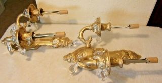 2 H.  A.  FRAMBURG ANTIQUE EARLY ELECTRIC CAST WALL SCONCE & PRISM 5