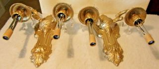 2 H.  A.  FRAMBURG ANTIQUE EARLY ELECTRIC CAST WALL SCONCE & PRISM 7