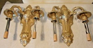 2 H.  A.  FRAMBURG ANTIQUE EARLY ELECTRIC CAST WALL SCONCE & PRISM 8