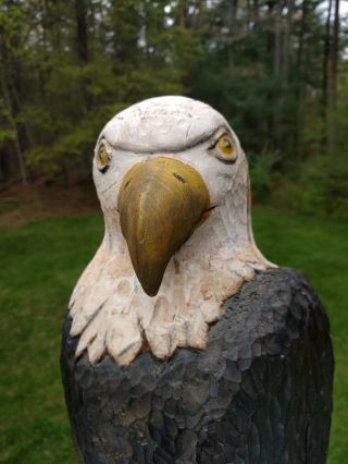 Hand Carved Painted Large Wooden Bald Eagle Patriotic American Folk Art 2
