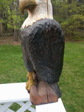 Hand Carved Painted Large Wooden Bald Eagle Patriotic American Folk Art 3