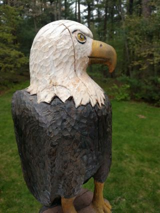 Hand Carved Painted Large Wooden Bald Eagle Patriotic American Folk Art 5