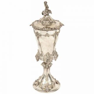 A Large Oversized German Silver Goblet Cup With Cover