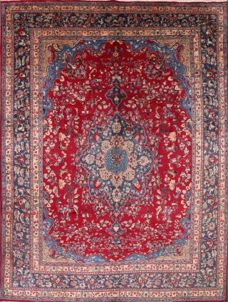 Vibrant Color Busy Pattern Floral Kashmar Persian Floral Red Area Rug Wool 10x13