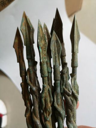 Chinese bronze weapon Arrowheads Joint Dragon Signed nine arrowheads 4