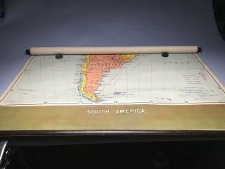 Vintage South America Slated Cloth School cloth Wall Map Denoyer Geppert 1940 ' s 5