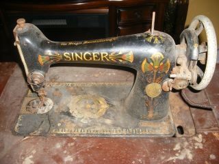 Antique Singer Cast Iron Sewing Machine Table Cabinet 3