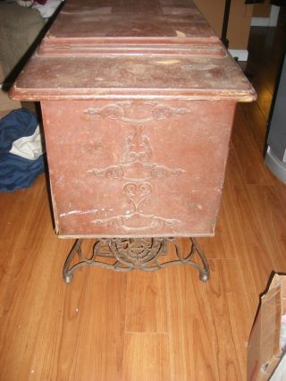 Antique Singer Cast Iron Sewing Machine Table Cabinet 4