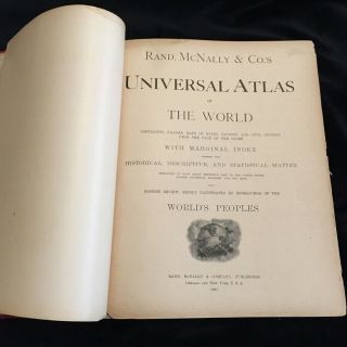 1897 Rand McNally UNIVERSAL ATLAS Of The World INDEXED Large FOLIO SIZE MAPS 3