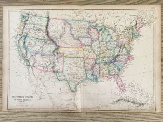 1859 United States Hand Coloured Antique Map By W.  G.  Blackie