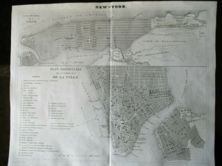 Antique City Plan And Map Of York,  Usa,  1830s
