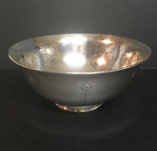 Sterling Silver Footed Bowl With Chased Rose Design By Arthur J Stone